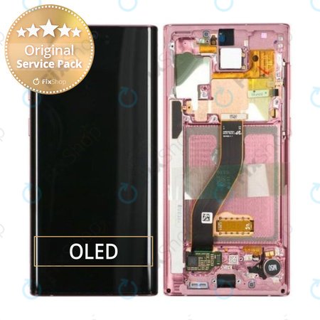 Samsung Galaxy Note 10 - Ecran LCD + Sticlă Tactilă + Ramă (Aura Pink) - GH82-20818F, GH82-20817F Genuine Service Pack