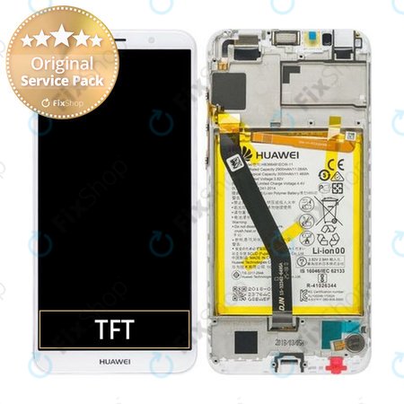 Huawei Y6 (2018), Y6 Prime (2018), Honor 7A - Ecran LCD + Sticlă Tactilă + Ramă + Baterie (White) - 02351WLK Genuine Service Pack