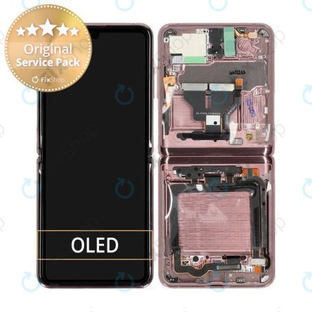 Samsung Galaxy Z Flip 5G F707B - Ecran LCD + Sticlă Tactilă + Ramă (Mystic Bronze) - GH82-23351B Genuine Service Pack