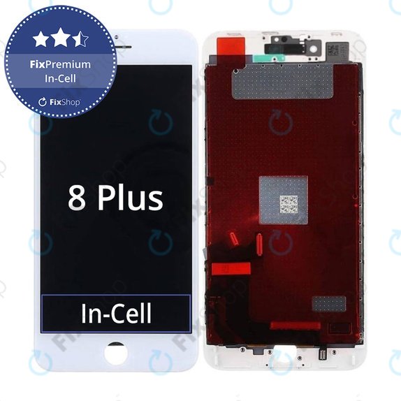 Ecran In-Cell pentru iPhone 8 Plus, White, Sticlă tactilă cu ramă, FixPremium