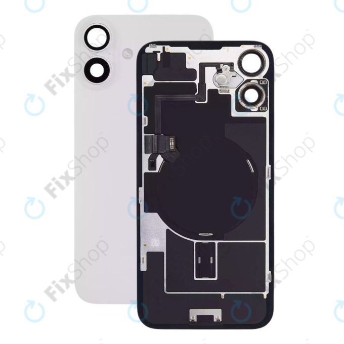 Apple iPhone 16 Plus - Sticlă pentru carcasa din spate + Sticlă cameră + Placă metalică + Magneți MagSafe (White)