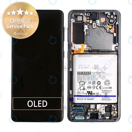 Samsung Galaxy S21 G991B - Ecran LCD + Sticlă Tactilă + Ramă + Baterie (Phantom Gray) - GH82-24716A, GH82-24718A Genuine Service Pack