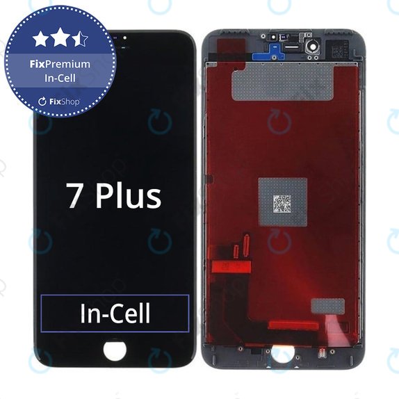 Ecran In-Cell pentru iPhone 7 Plus, Black, Sticlă tactilă cu ramă, FixPremium