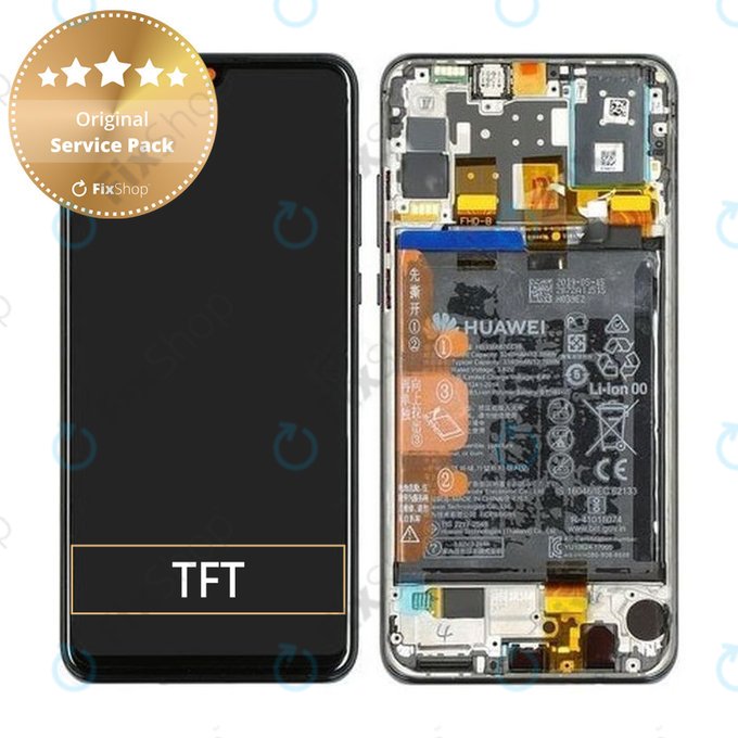 Huawei P30 Lite (2020) - Ecran LCD + Sticlă Tactilă + Ramă + Baterie (Midnight Black) - 02352PJM Genuine Service Pack