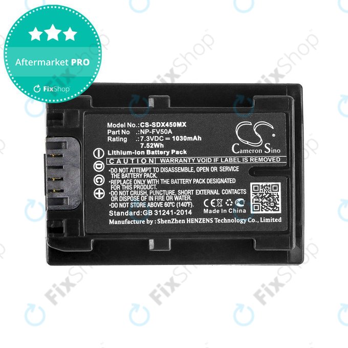 Baterie pentru Sony FDR-AX33, 40, 45, 53, 60, 700, P33, HDR-CX450, 625, 1030mAh, Li-Ion, 7.3V, NP-FV50A, HQ
