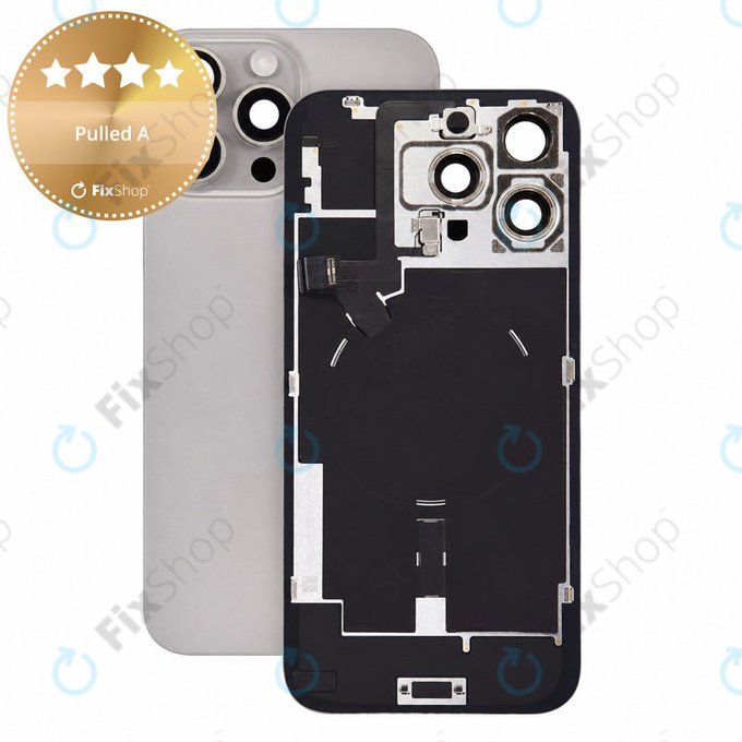 Sticlă carcasă spate pentru iPhone 16 Pro Max, Natural Titanium, Pulled A