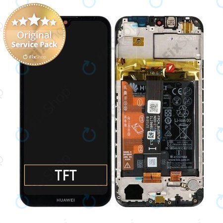 Huawei Y5 (2019) - Ecran LCD + Sticlă Tactilă + Ramă + Baterie (Midnight Black) - 02352QNW Genuine Service Pack