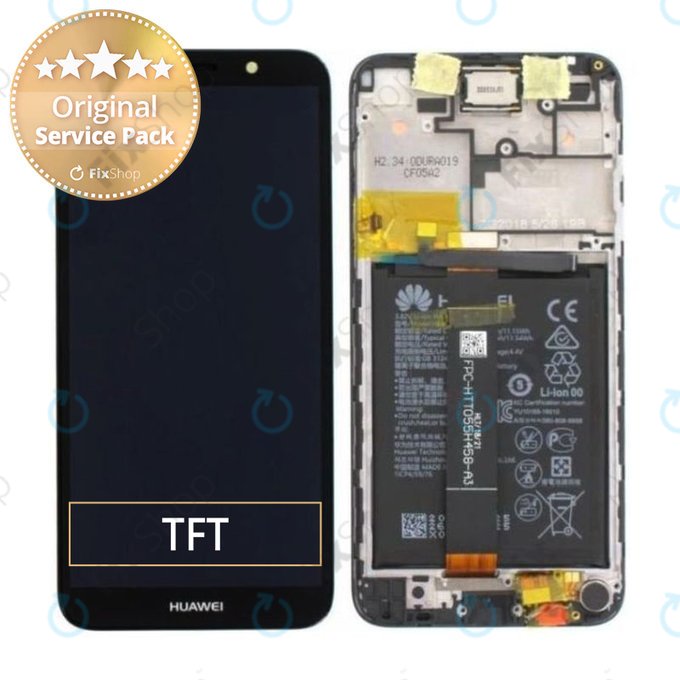 Huawei Y5 (2018), Y5 Prime (2018) - Ecran LCD + Sticlă Tactilă + Ramă + Baterie (Black) - 02351XHU, 02352CQV