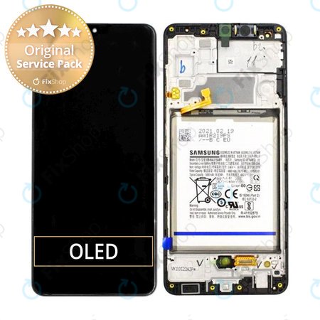 Samsung Galaxy A32 A325F - Ecran LCD + Sticlă Tactilă + Ramă + Baterie (Awesome Black) - GH82-25611A, GH82-25612A Genuine Service Pack