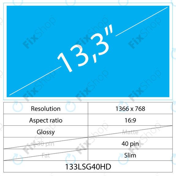 13.3 LCD Slim Lucios 40 pin HD