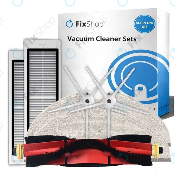Set de piese de schimb pentru Xiaomi Roborock S5 Max, S6, S6 MaxV, S6 Pure, Xiaowa E3 (1x Perie principală, 2x Filter, 2x Perie laterală – albă, 2x Mop)