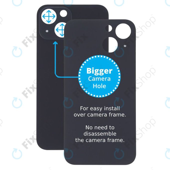 Apple iPhone 13 Mini - Sticlă Carcasă Spate cu Orificiu Mărit pentru Cameră (Midnight)