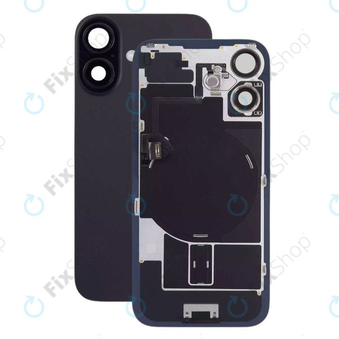 Apple iPhone 16 Plus - Sticlă pentru carcasa din spate + Sticlă cameră + Placă metalică + Magneți MagSafe (Black)