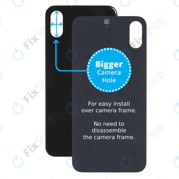 Apple iPhone X - Sticlă Carcasă Spate cu Orificiu Mărit pentru Cameră (Space Gray)