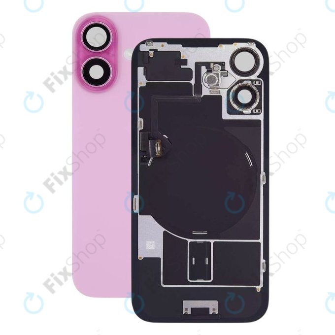 Apple iPhone 16 Plus - Sticlă pentru carcasa din spate + Sticlă cameră + Placă metalică + Magneți MagSafe (Pink)