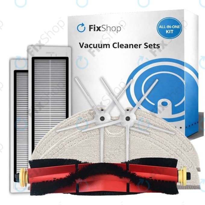 Set de piese de schimb pentru Xiaomi Roborock S5 Max, S6, S6 MaxV, S6 Pure, Xiaowa E3 (1x Perie principală, 2x Filter, 2x Perie laterală – albă, 2x Mop)