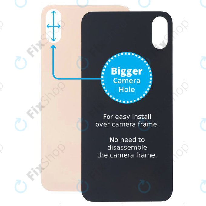 Apple iPhone XS Max - Sticlă Carcasă Spate cu Orificiu Mărit pentru Cameră (Gold)