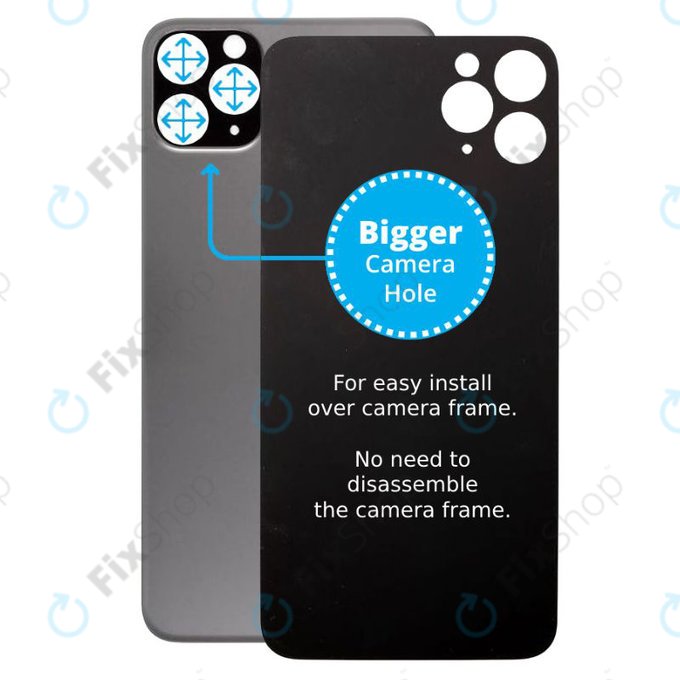 Apple iPhone 11 Pro Max - Sticlă Carcasă Spate cu Orificiu Mărit pentru Cameră (Space Gray)