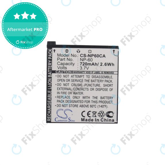 Baterie pentru Casio Exilim Zoom EX-Z19, EX-Z85, EX-Z9, 720mAh, Li-Ion, 3.7V, NP-60, HQ
