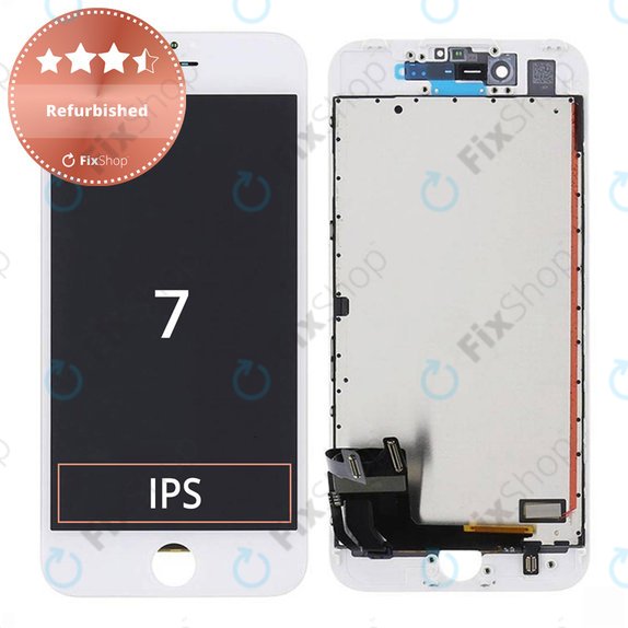 Ecran pentru iPhone 7, White, Sticlă tactilă cu ramă, Refurbished