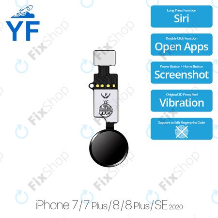 Apple iPhone 7, 7 Plus, 8, 8 Plus, SE (2nd Gen 2020) - Buton Acasă YF (Space Gray, Black)