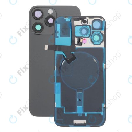 Apple iPhone 16 Pro Max - Sticlă pentru carcasa din spate + Sticlă cameră + Placă metalică + Magne?i MagSafe (Black Titanium)