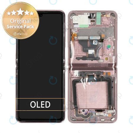 Samsung Galaxy Z Flip 5G F707B - Ecran LCD + Sticlă Tactilă + Ramă (Mystic Bronze) - GH82-27359B Genuine Service Pack