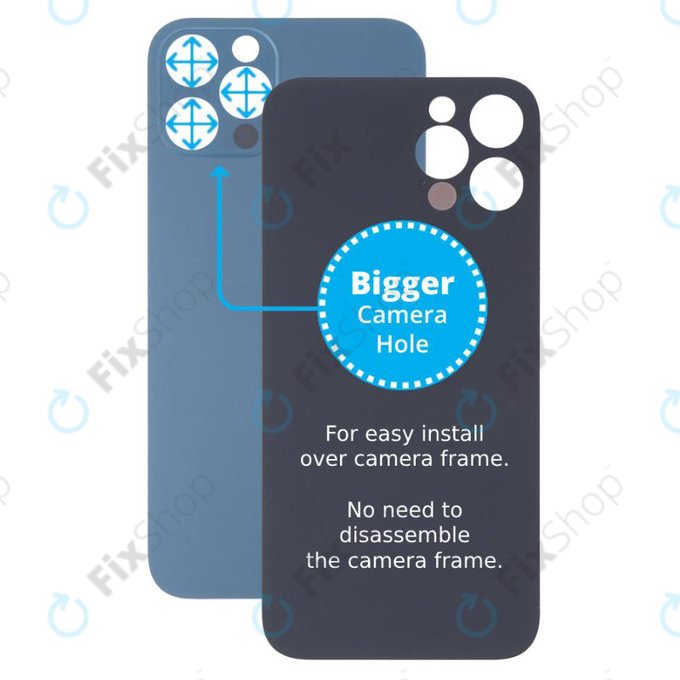 Apple iPhone 13 Pro Max - Sticlă Carcasă Spate cu Orificiu Mărit pentru Cameră (Blue)