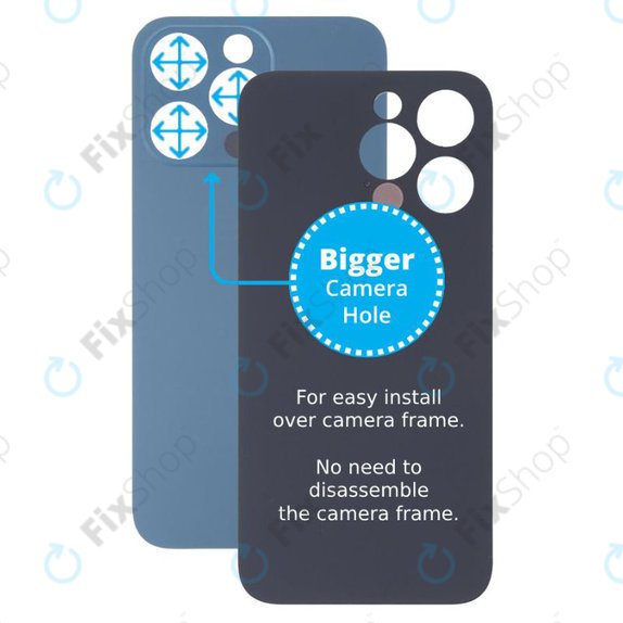 Apple iPhone 13 Pro - Sticlă Carcasă Spate cu Orificiu Mărit pentru Cameră (Blue)