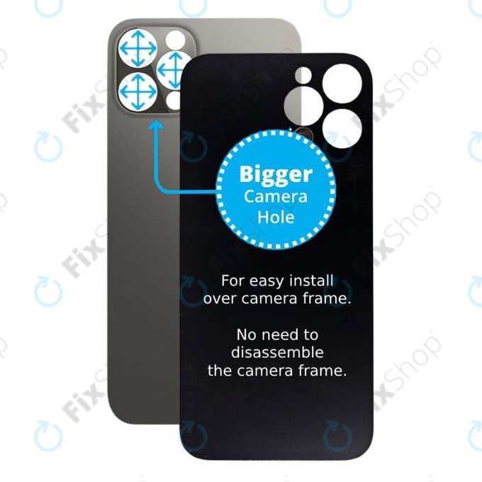 Apple iPhone 12 Pro - Sticlă Carcasă Spate cu Orificiu Mărit pentru Cameră (Graphite)