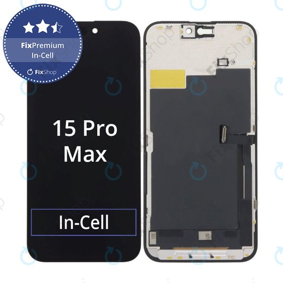Ecran In-Cell FHD pentru iPhone 15 Pro Max, Sticlă tactilă cu ramă, FixPremium
