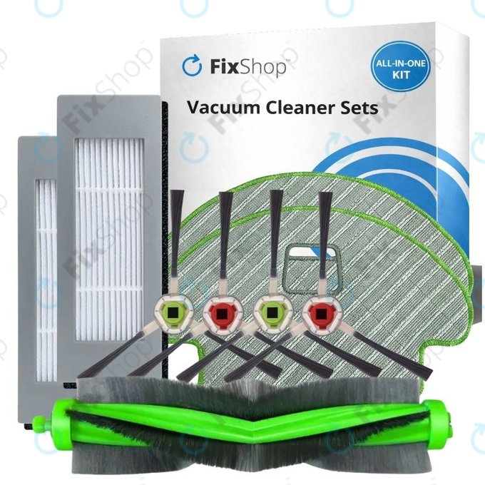 Set de piese de schimb pentru iRobot Roomba Combo 1138, Ecovacs Deebot Ozmo 930 (1x Perie principală, 2x Filtre, 2 perechi de perii laterale, 2x Lavete de mop)
