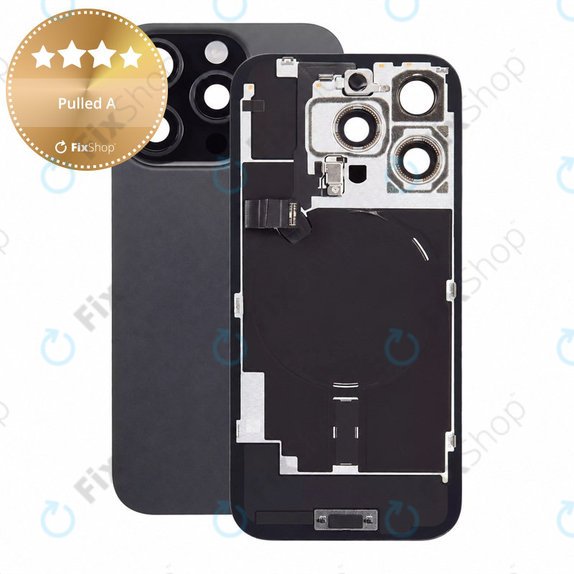 Sticlă carcasă spate pentru iPhone 16 Pro, Black Titanium, Pulled A