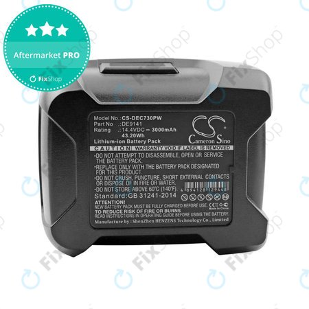 Baterie pentru Dewalt DC528, DC612, DC728, DC830, Wurth BS 14-A, 3000mAh, Li-Ion, 14.4V, DE9141, HQ