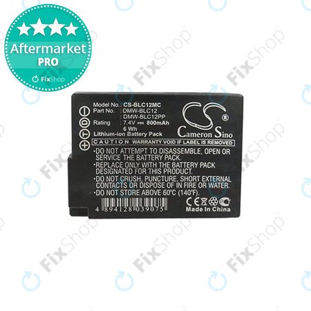Panasonic Lumix DMC-FZ200, FZ1000, FZ2000, G5, G6, G7, G81, GH2, GX8 - Baterie DMW-BLC12 Li-Ion 800mAh HQ