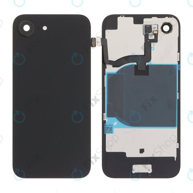 Apple iPhone 16e - Sticlă pentru carcasa din spate + Sticlă cameră + Placă metalică + Magneți MagSafe (Black)