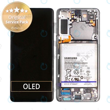 Samsung Galaxy S21 Plus G996B - Ecran LCD + Sticlă Tactilă + Ramă + Baterie (Phantom Silver) - GH82-24555C, GH82-24747C Genuine Service Pack