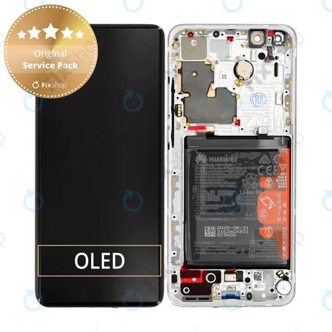 Huawei P40 Pro Plus - Ecran LCD + Sticlă Tactilă + Ramă + Baterie (White Ceramic) - 02353RBJ Genuine Service Pack