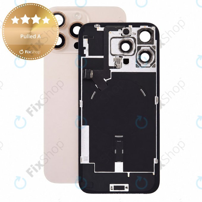 Sticlă carcasă spate pentru iPhone 16 Pro Max, Desert Titanium, Pulled A
