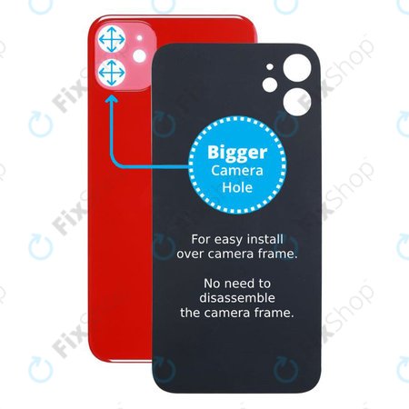 Apple iPhone 11 - Sticlă Carcasă Spate cu Orificiu Mărit pentru Cameră (Red)