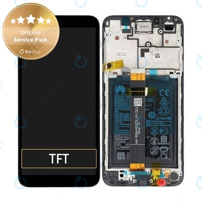 Huawei Y5p - Ecran LCD + Sticlă Tactilă + Ramă + Baterie (Black) - 02353RJP Genuine Service Pack