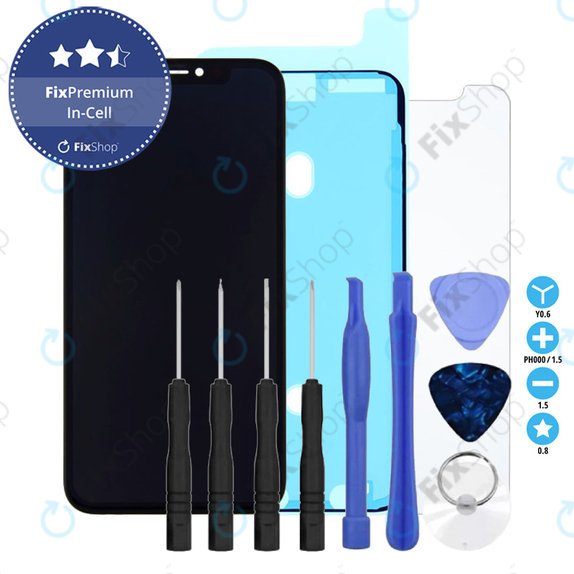Ecran In-Cell pentru iPhone X, Sticlă tactilă cu ramă, Adeziv (Adhesive), Sticlă temperată, Unelte, FixPremium