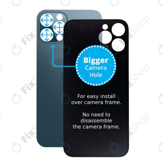 Apple iPhone 12 Pro - Sticlă Carcasă Spate cu Orificiu Mărit pentru Cameră (Blue)