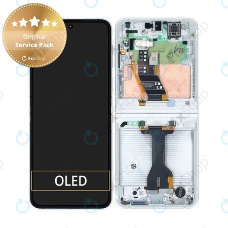 Samsung Galaxy Z Flip 6 F741B - Ecran LCD + Sticlă Tactilă + Ramă (White) - GH82-35014F Genuine Service Pack