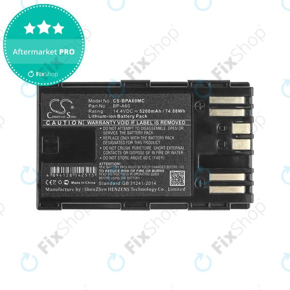 Baterie pentru Canon EOS S200, C300, 5200mAh, Li-Ion, 14.4V, BP-A60, HQ