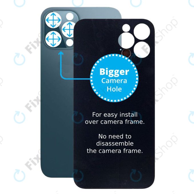 Apple iPhone 12 Pro Max - Sticlă Carcasă Spate cu Orificiu Mărit pentru Cameră (Blue)