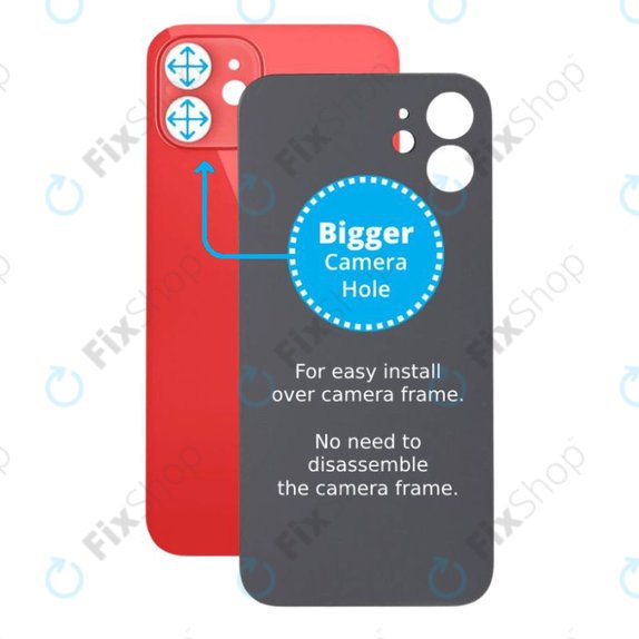 Apple iPhone 12 - Sticlă Carcasă Spate cu Orificiu Mărit pentru Cameră (Red)