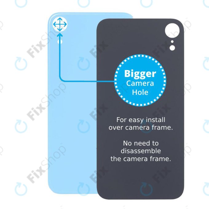 Apple iPhone XR - Sticlă Carcasă Spate cu Orificiu Mărit pentru Cameră (Blue)