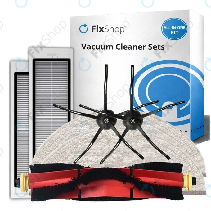 Set de piese de schimb pentru Xiaomi Roborock S5 Max, S6, S6 MaxV, S6 Pure, Xiaowa E3 (1x Perie principală, 2x Filter, 2x Perie laterală – neagră, 2x Mop)