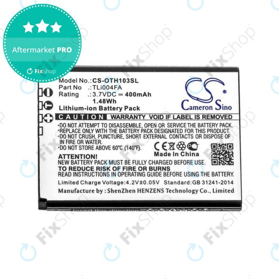 Baterie pentru Alcatel OneTouch 1013, 1035D, 1046D, 400mAh, Li-Ion, 3.7V, TLi004FA, HQ